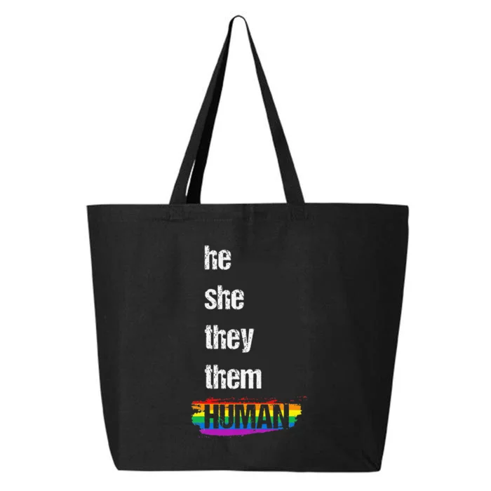 He She They Them Human LGBTQ Pride Rainbow Flag Pride Ally 25L Jumbo Tote