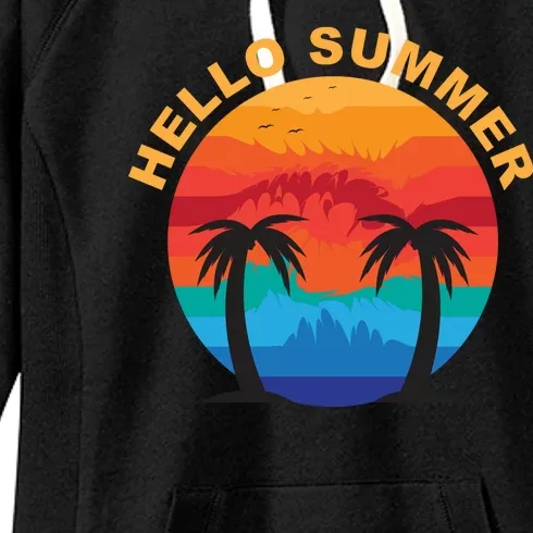 Hello Summer Tropical Sunset Beach Women's Fleece Hoodie