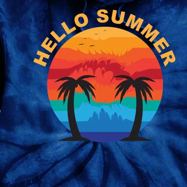 Hello Summer Tropical Sunset Beach Tie Dye Hoodie