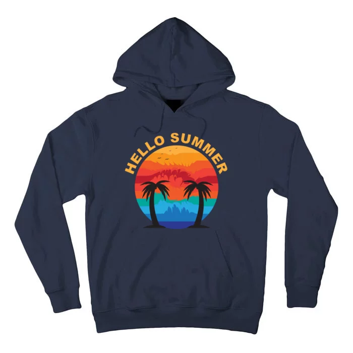 Hello Summer Tropical Sunset Beach Tall Hoodie