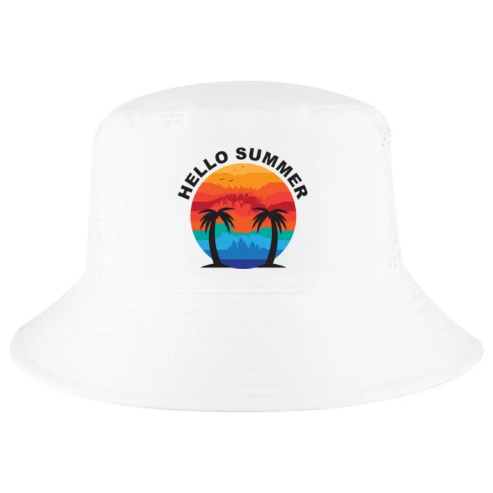 Hello Summer Tropical Sunset Beach Cool Comfort Performance Bucket Hat