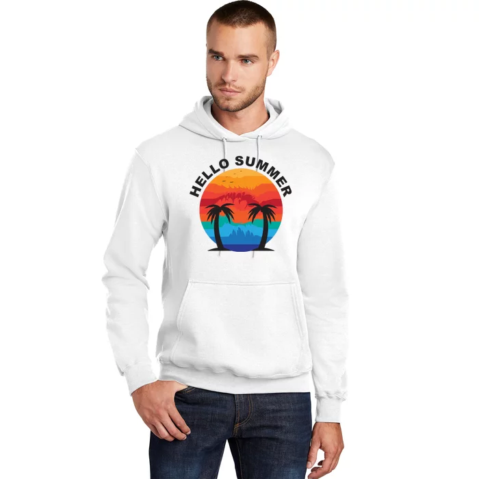 Hello Summer Tropical Sunset Beach Hoodie