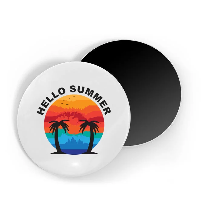 Hello Summer Tropical Sunset Beach Magnet