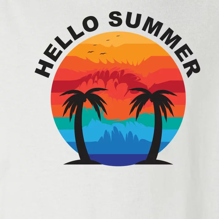 Hello Summer Tropical Sunset Beach Toddler Long Sleeve Shirt