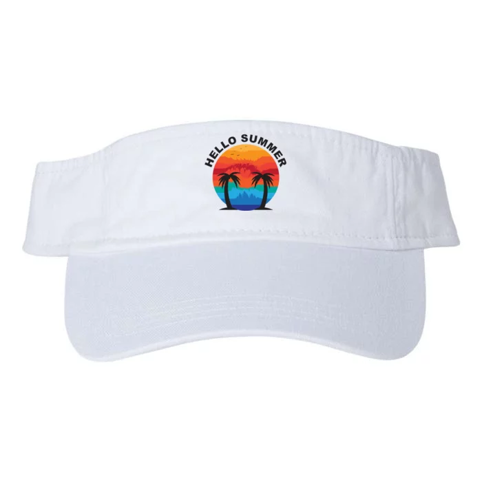 Hello Summer Tropical Sunset Beach Valucap Bio-Washed Visor