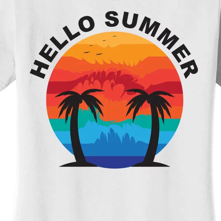 Hello Summer Tropical Sunset Beach Women's T-Shirt