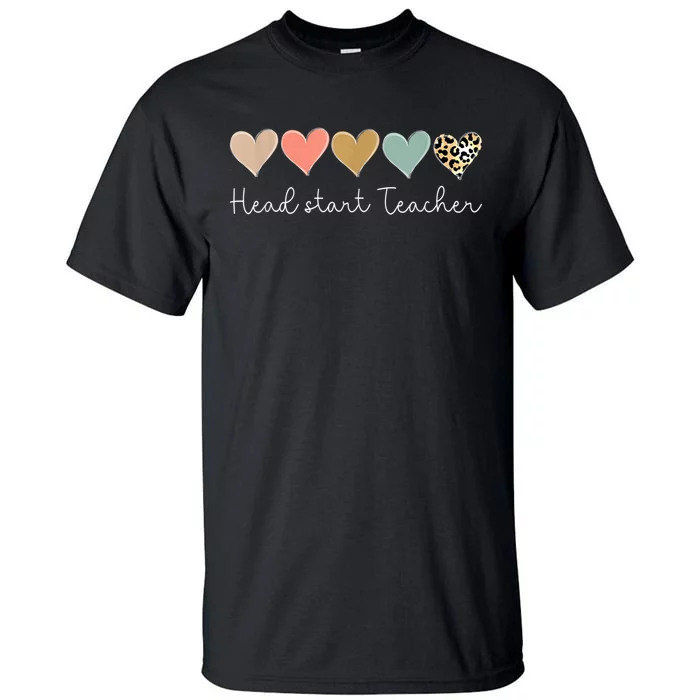 Head Start Teacher Leopard Heart, Valentine's Day Teacher Tall T-Shirt