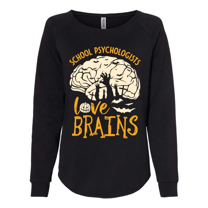 Halloween School Therapist School Psychologists Love Brains Womens California Wash Sweatshirt