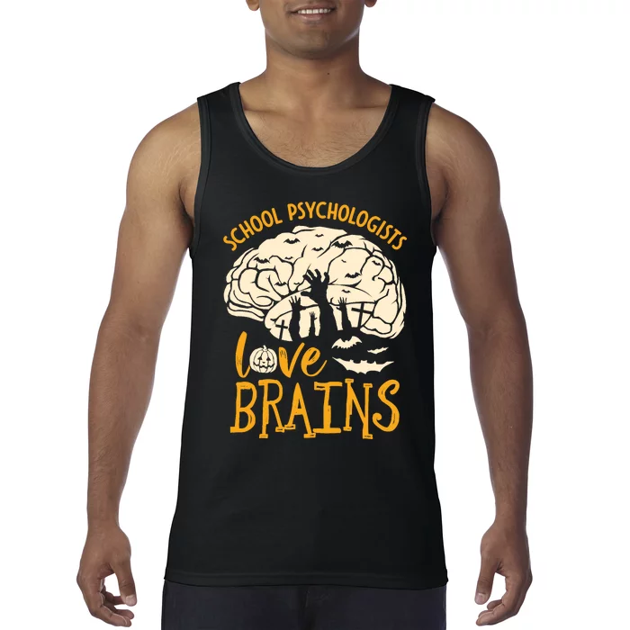 Halloween School Therapist School Psychologists Love Brains Tank Top