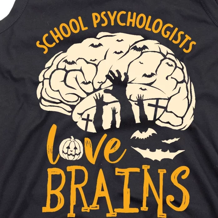 Halloween School Therapist School Psychologists Love Brains Tank Top