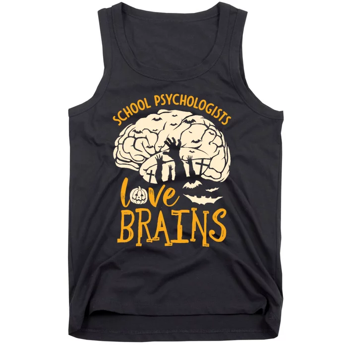 Halloween School Therapist School Psychologists Love Brains Tank Top