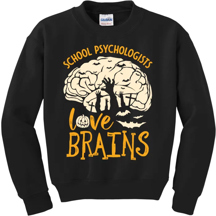 Halloween School Therapist School Psychologists Love Brains Kids Sweatshirt