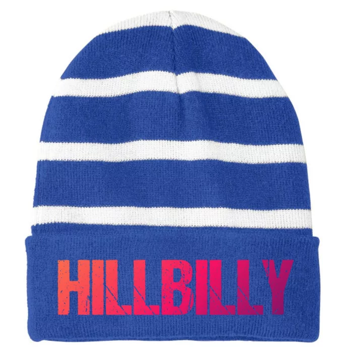 Hillbilly Simple Title Gift Striped Beanie with Solid Band