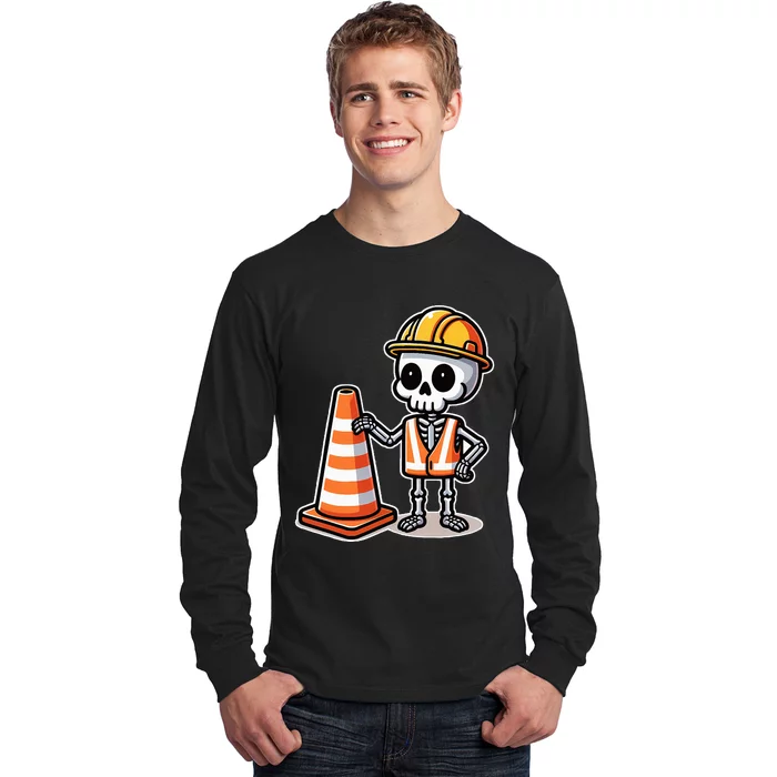 Halloween Skeleton Traffic Cone Long Sleeve Shirt