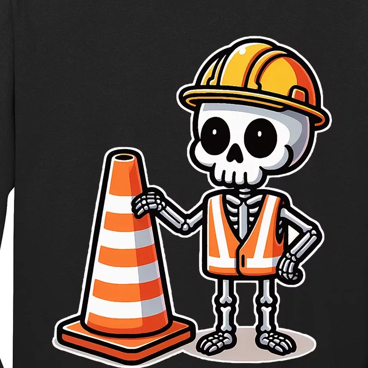 Halloween Skeleton Traffic Cone Long Sleeve Shirt