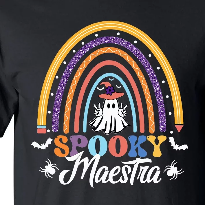 Halloween Spanish Teacher Spooky Rainbow Bilingual Maestra Tall T-Shirt