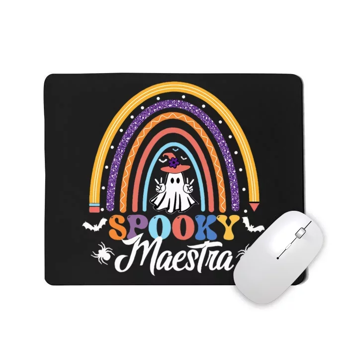 Halloween Spanish Teacher Spooky Rainbow Bilingual Maestra Mousepad