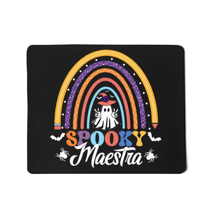 Halloween Spanish Teacher Spooky Rainbow Bilingual Maestra Mousepad