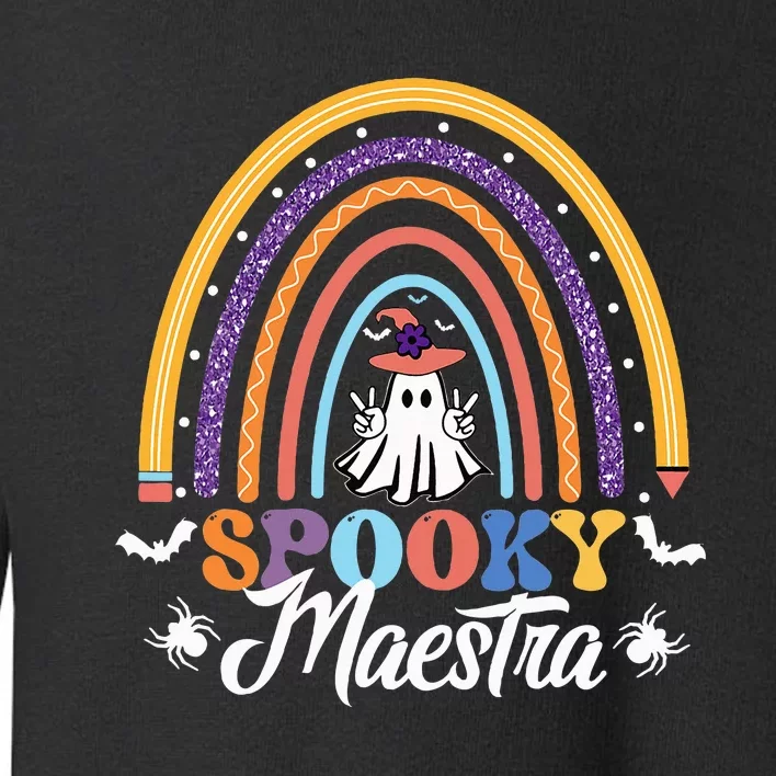 Halloween Spanish Teacher Spooky Rainbow Bilingual Maestra Toddler Sweatshirt