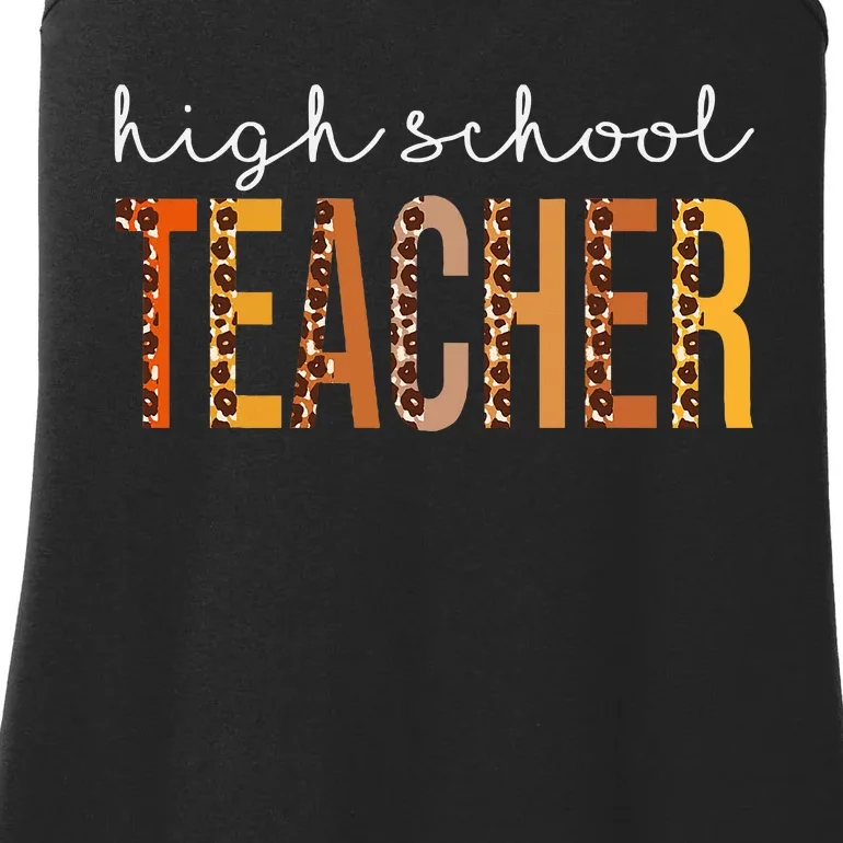 High School Teacher Leopard Fall Autumn Lovers Thanksgiving Ladies Essential Tank