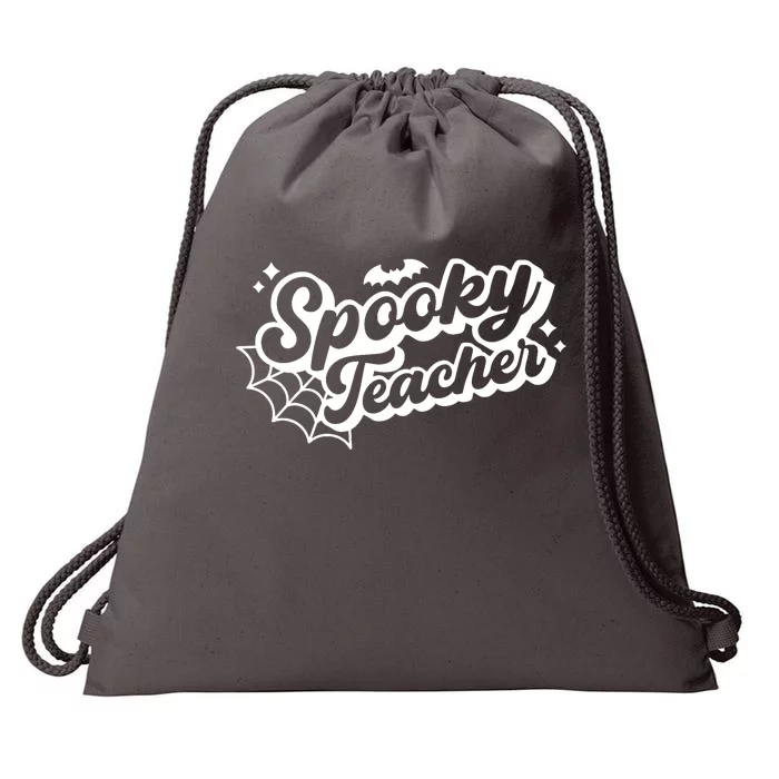 Halloween Spooky Teacher Trick Or Teach Funny Halloween Drawstring Bag