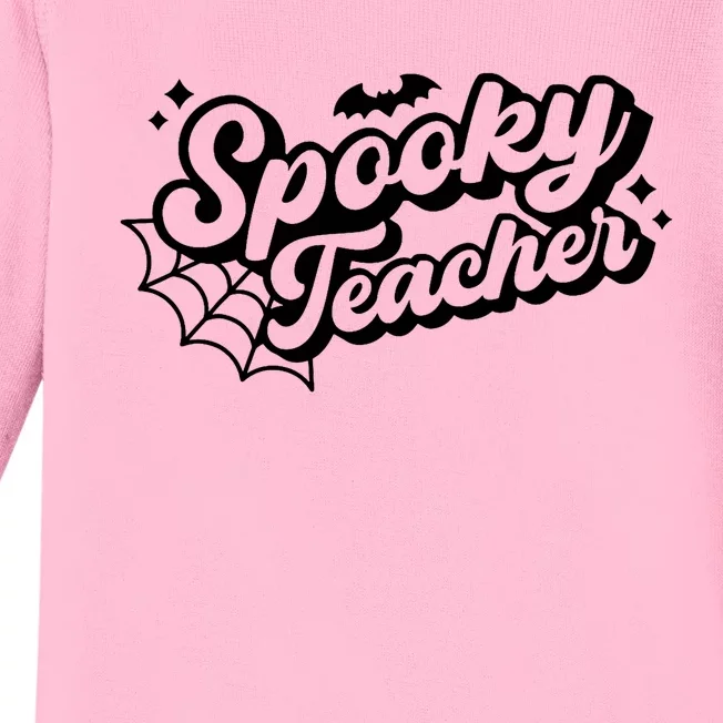 Halloween Spooky Teacher Trick Or Teach Funny Halloween Baby Long Sleeve Bodysuit