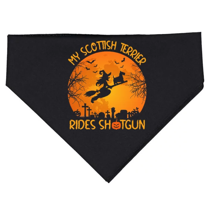 Hilarious Scottish Terrier Witch Halloween Car Ride USA-Made Doggie Bandana