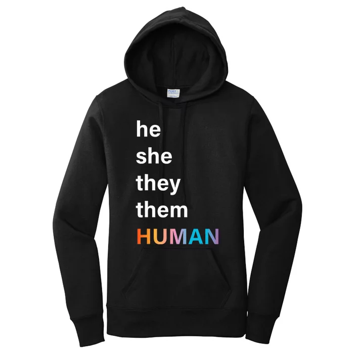 He She They Them Human LGBTQ Pride Women's Pullover Hoodie