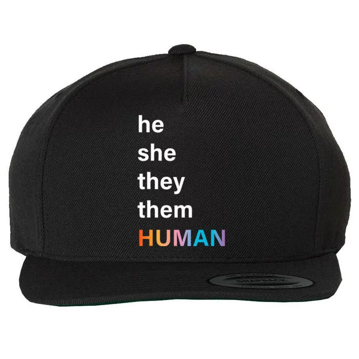 He She They Them Human LGBTQ Pride Wool Snapback Cap