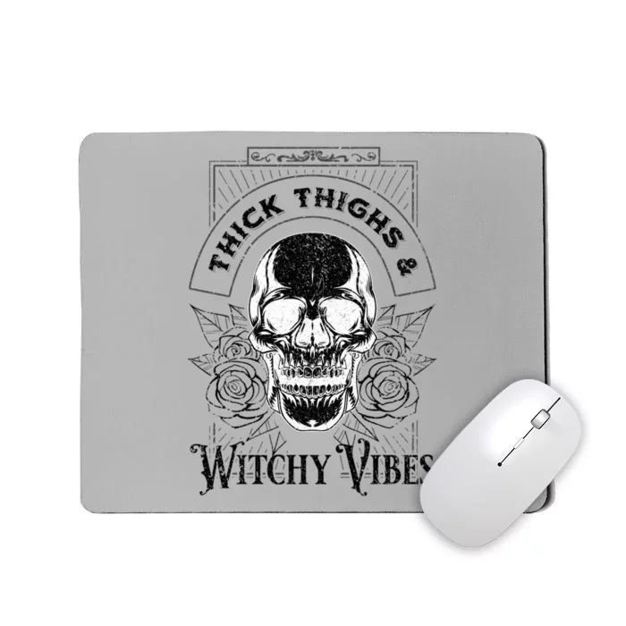 Halloween Skull Tarot Card Thick Thighs And Witchy Vibes Gift Mousepad