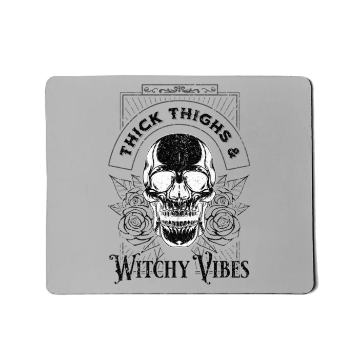 Halloween Skull Tarot Card Thick Thighs And Witchy Vibes Gift Mousepad