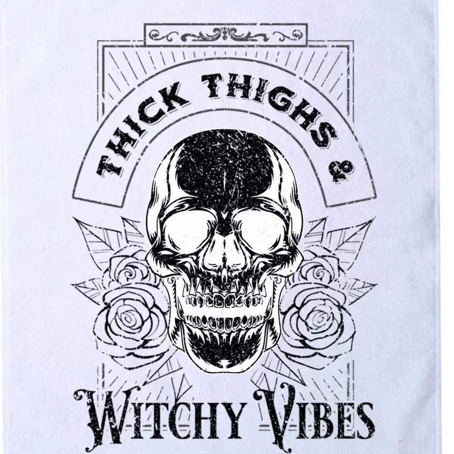 Halloween Skull Tarot Card Thick Thighs And Witchy Vibes Gift Platinum Collection Golf Towel