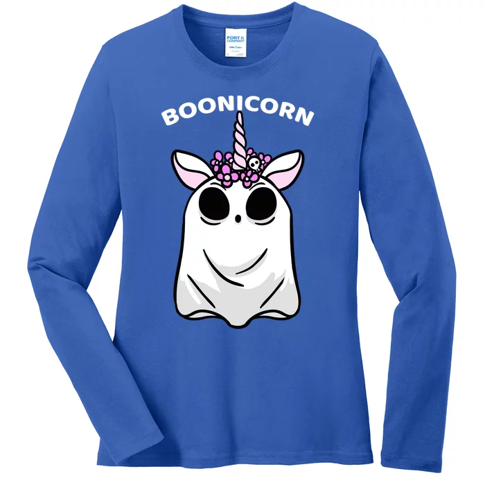 Halloween Spooky Unicorn Boonicorn Ghost Funny Scary Gift Ladies Long Sleeve Shirt