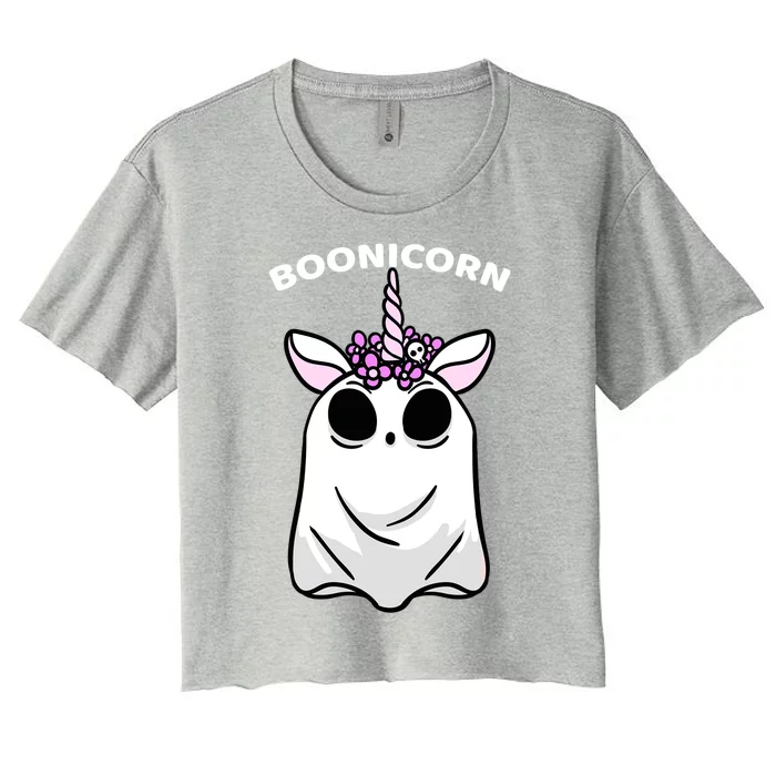 Halloween Spooky Unicorn Boonicorn Ghost Funny Scary Gift Women's Crop Top Tee