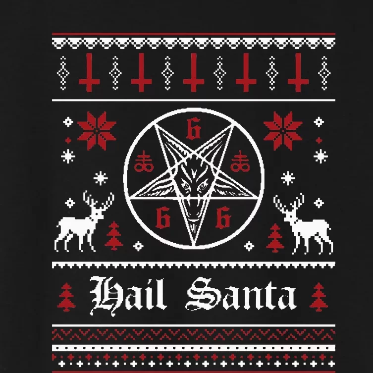 Hail Santa Ugly Christmas Sweater Sweatshirt Women's Crop Top Tee