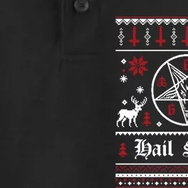 Hail Santa Ugly Christmas Dry Zone Grid Performance Polo