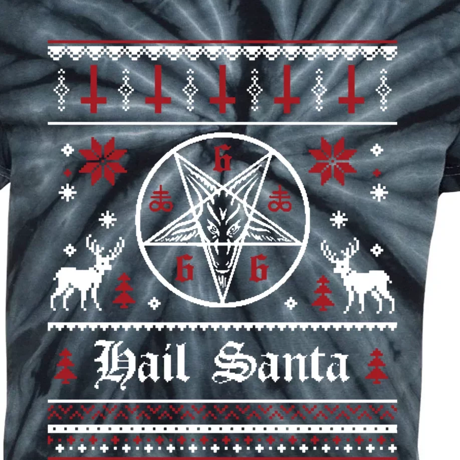 Hail Santa Ugly Christmas Kids Tie-Dye T-Shirt