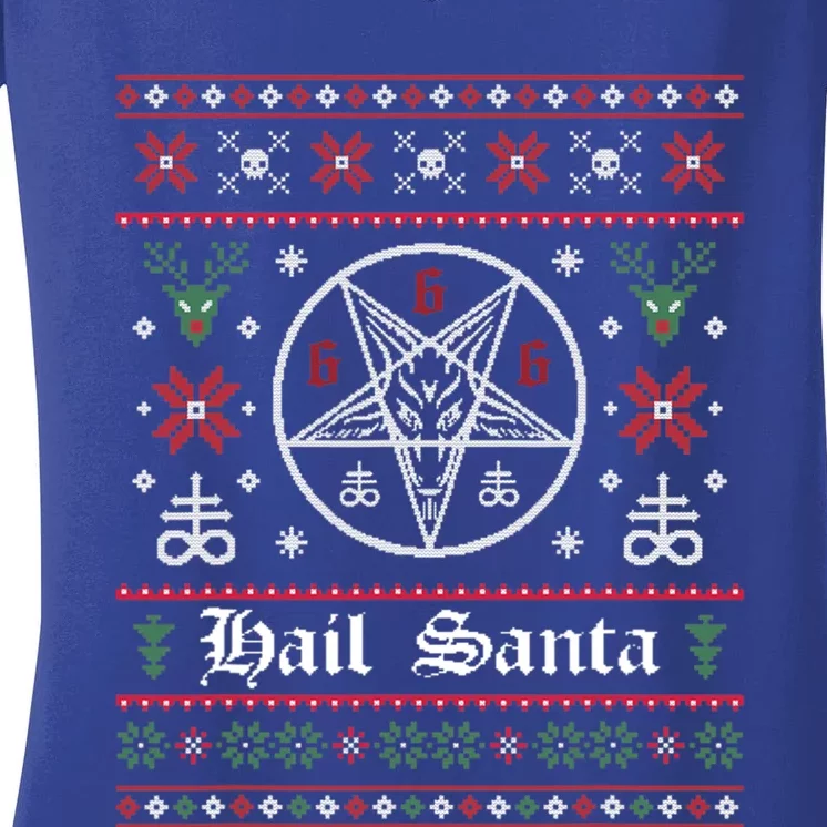 Hail Santa Ugly Christmas Sweater Gift Women's V-Neck T-Shirt