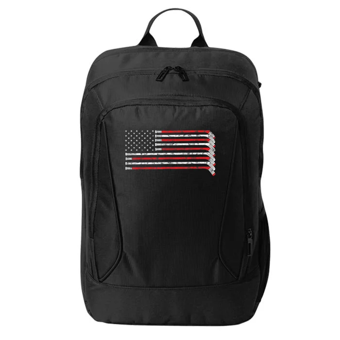 Hockey Stick USA Flag Faded Hockey Player Tshirt City Backpack