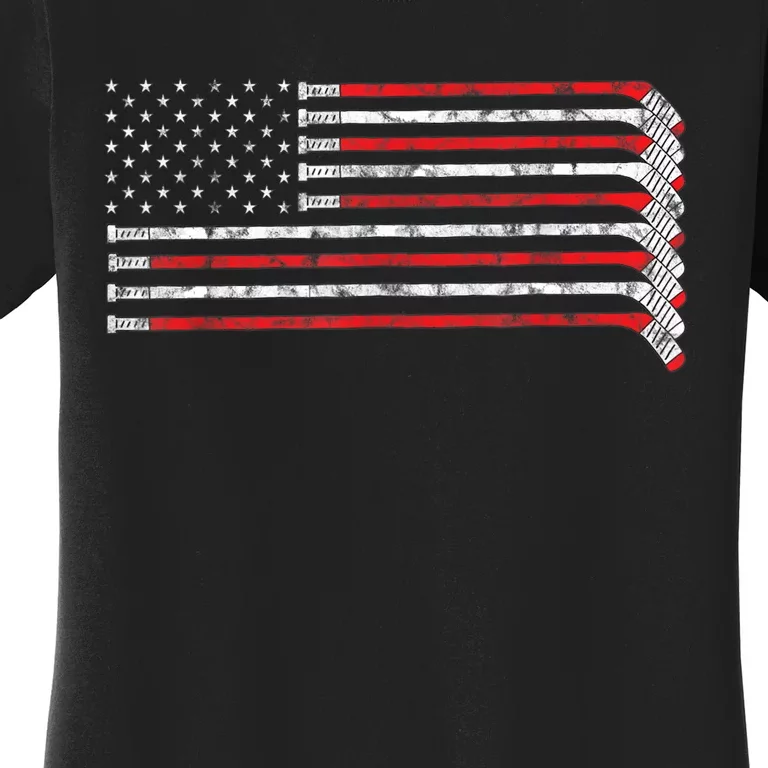 Hockey Stick USA Flag Faded Hockey Player Tshirt Women's T-Shirt