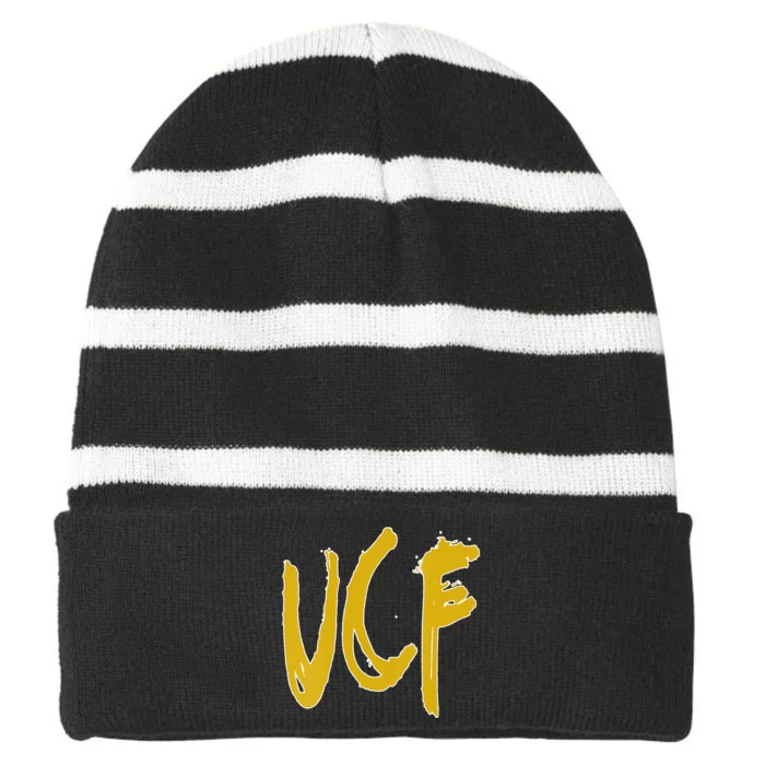 Homemade Sloppy UCF College Sport Striped Beanie with Solid Band