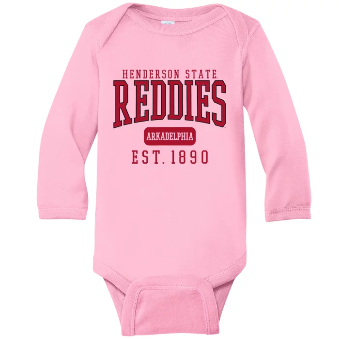 Henderson State University Hsu Reddies Est. Date Baby Long Sleeve Bodysuit