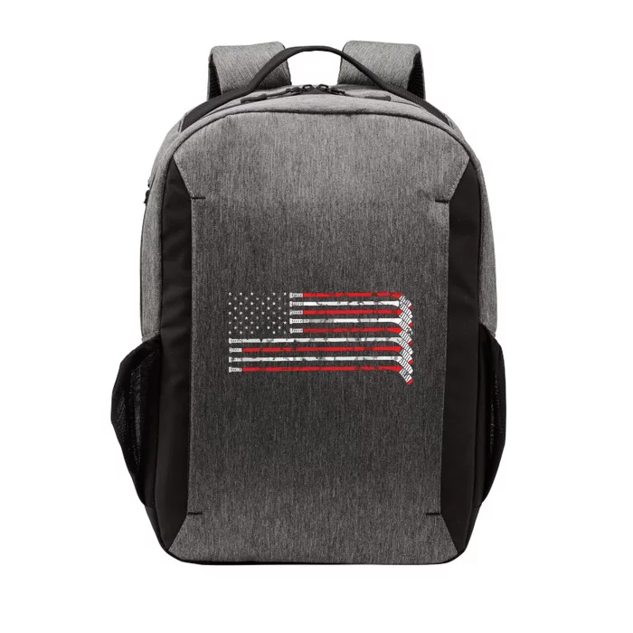 Hockey Stick USA Flag Faded Hockey Player Vector Backpack