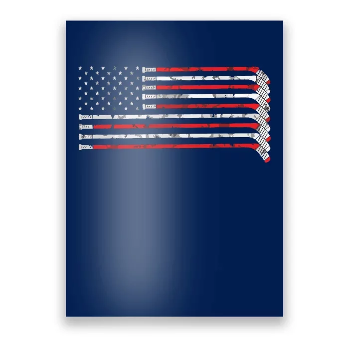 Hockey Stick USA Flag Faded Hockey Player Poster