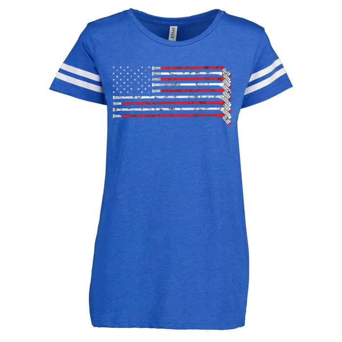 Hockey Stick USA Flag Faded Hockey Player Enza Ladies Jersey Football T-Shirt