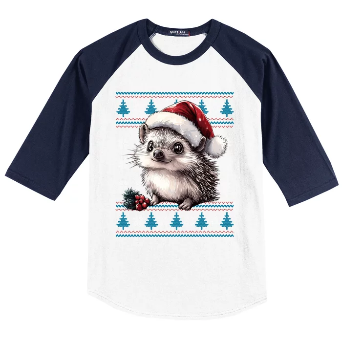 Hedgehog Santa Ugly Christmas Hedgehog Lover Xmas Meaningful Gift Baseball Sleeve Shirt