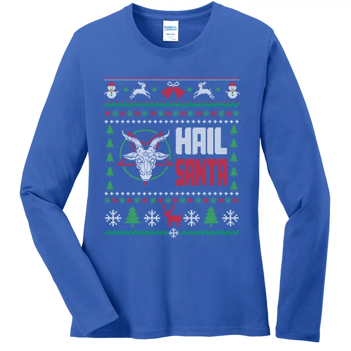 Hail Santa Ugly Christmas Gift Ladies Long Sleeve Shirt