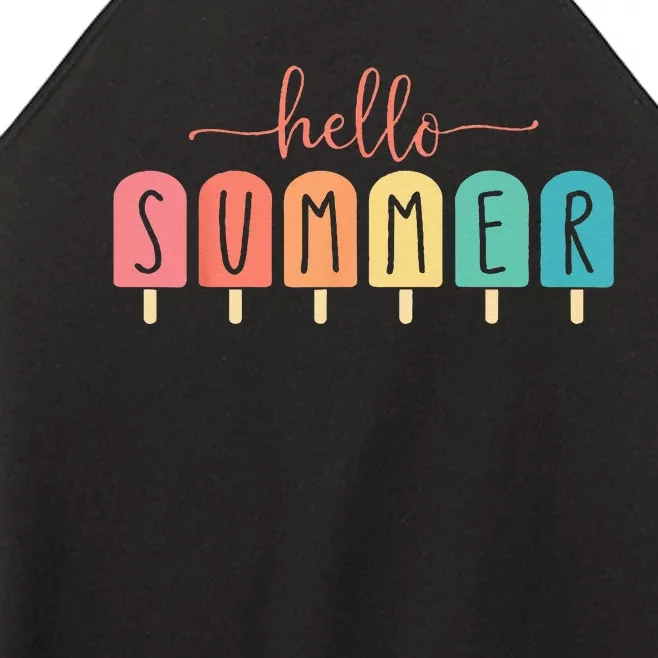 Hello Summer Vacation Ice Cream Popsicle Ice Lolly Gift Women’s Perfect Tri Rocker Tank