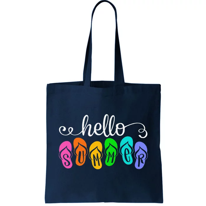 Hello Summer Vacation Flip Flops Colorful Beach Vacation Tote Bag