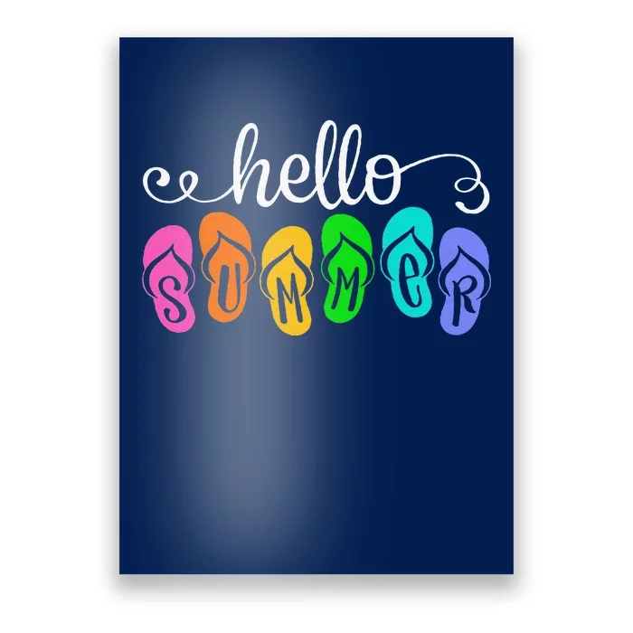 Hello Summer Vacation Flip Flops Colorful Beach Vacation Poster